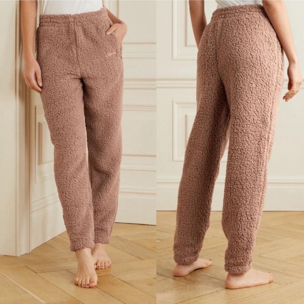Skims Teddy Sherpa Fleece Joggers Size S Tigers Eye Tan Brown - Picture 1 of 6